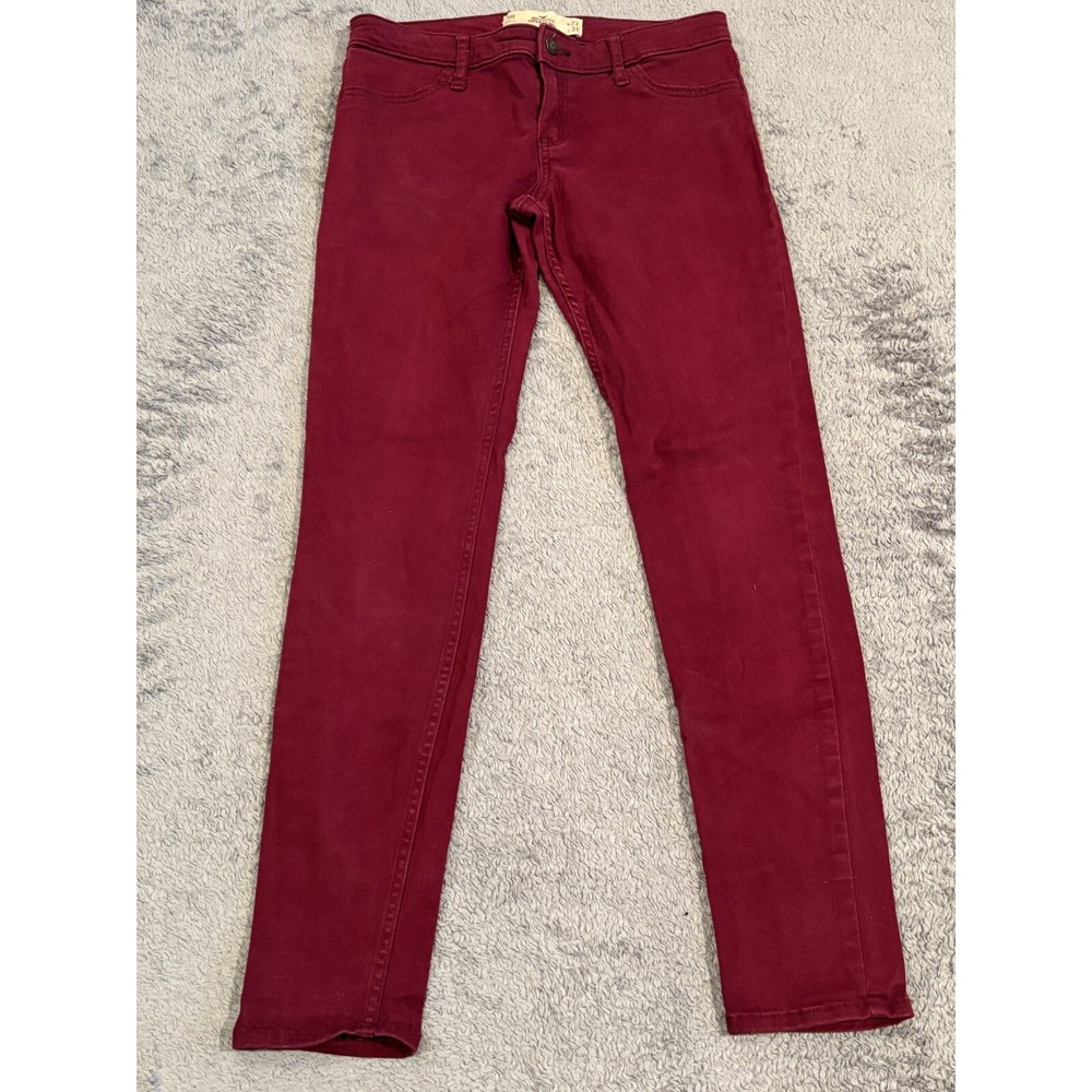 Hollister Jeans Womens 5R High Rise Super Skinny Pants Red Burgundy Stretch